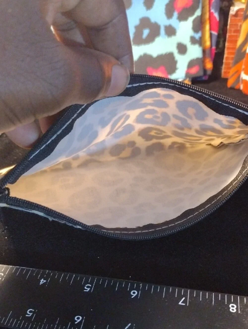 Leopard Print Zip Pouch - Brown & Tan
